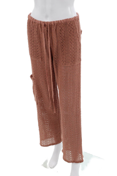 Splendid Womens Knit Drawstring Waist Mid-Rise Straight Leg Pants Orange Size XS