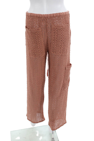 Splendid Womens Knit Drawstring Waist Mid-Rise Straight Leg Pants Orange Size XS