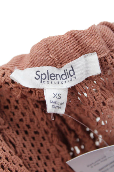 Splendid Womens Knit Drawstring Waist Mid-Rise Straight Leg Pants Orange Size XS