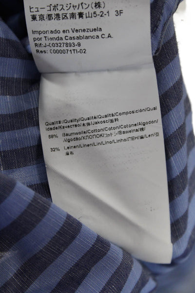 Boss Hugo Boss Mens Cotton Blend Striped Button Up Shirt Blue Size 16