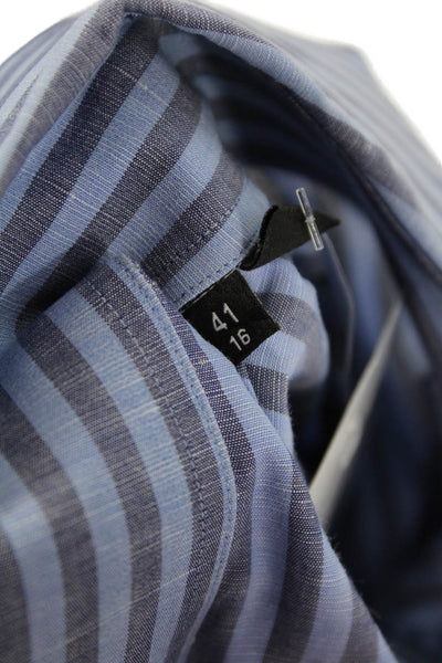 Boss Hugo Boss Mens Cotton Blend Striped Button Up Shirt Blue Size 16
