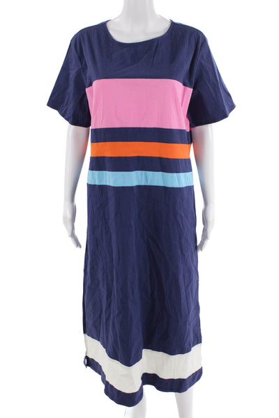 Frances Valentine Women's Color Block Short Sleeves Midi Shift Dress Size L