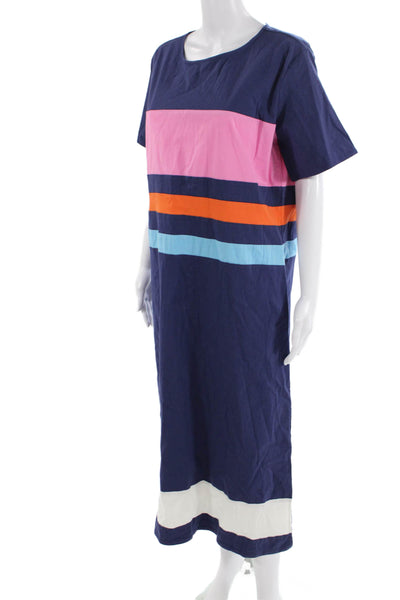 Frances Valentine Women's Color Block Short Sleeves Midi Shift Dress Size L