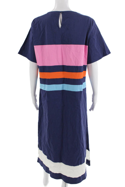 Frances Valentine Women's Color Block Short Sleeves Midi Shift Dress Size L