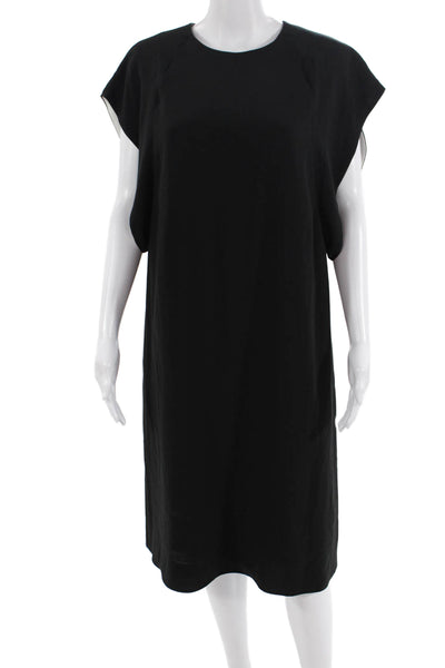 Escada Women's Sleeveless Round Neck Midi Shift Dress Black Size 42