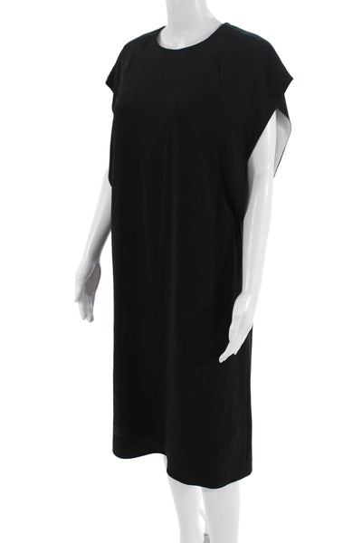 Escada Women's Sleeveless Round Neck Midi Shift Dress Black Size 42