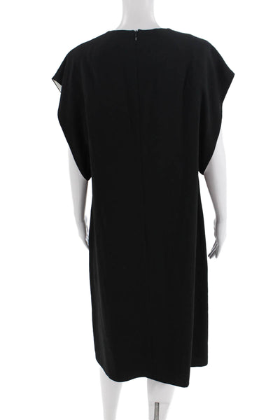 Escada Women's Sleeveless Round Neck Midi Shift Dress Black Size 42