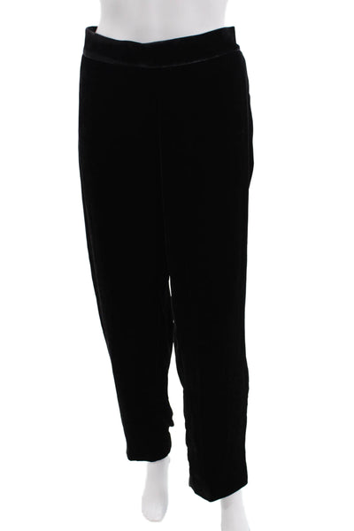 Piazza Sempione Women's Pull-On Straight Leg Velvet Pants Black Size L