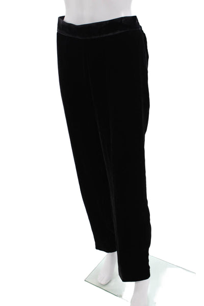 Piazza Sempione Women's Pull-On Straight Leg Velvet Pants Black Size L