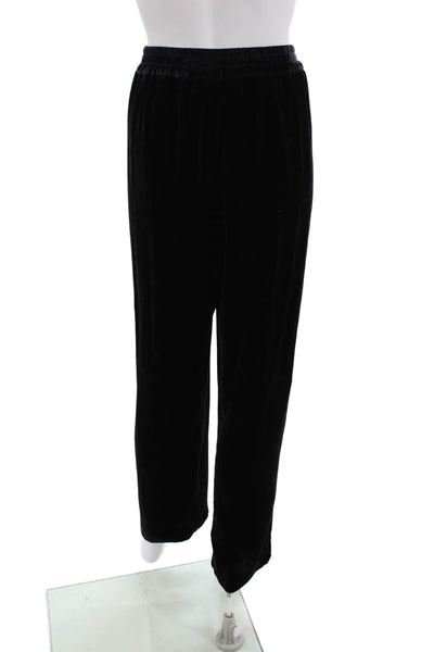 Piazza Sempione Women's Pull-On Straight Leg Velvet Pants Black Size L