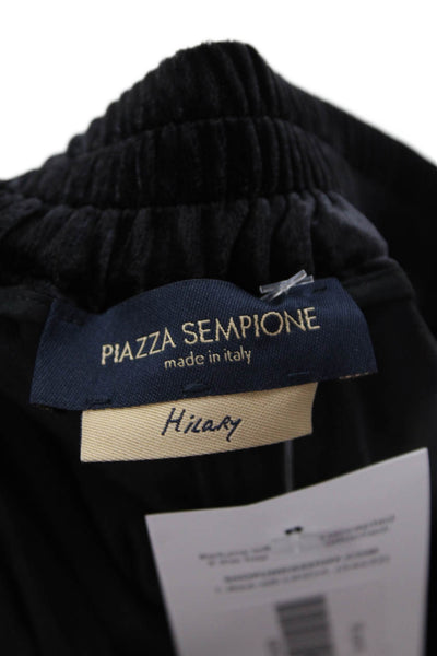 Piazza Sempione Women's Pull-On Straight Leg Velvet Pants Black Size L