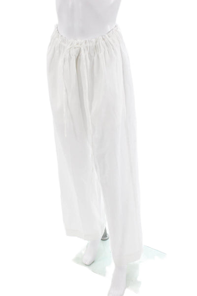 Tyler Boe Women's Paperbag Waist Wide Leg Linen Pants White Size L