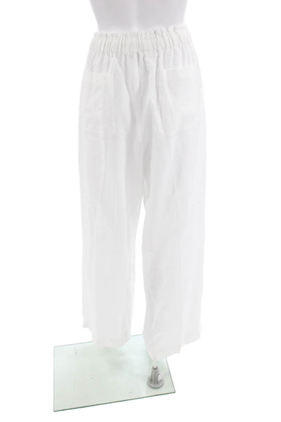 Tyler Boe Women's Paperbag Waist Wide Leg Linen Pants White Size L