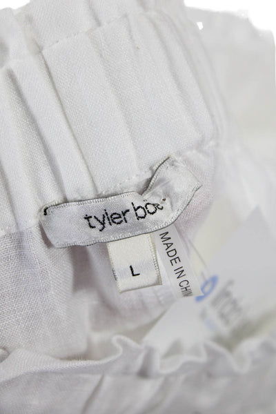 Tyler Boe Women's Paperbag Waist Wide Leg Linen Pants White Size L