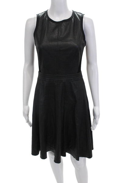 Rebecca Taylor Womens Round Neck Sleeveless A-line Dress Black Size 04