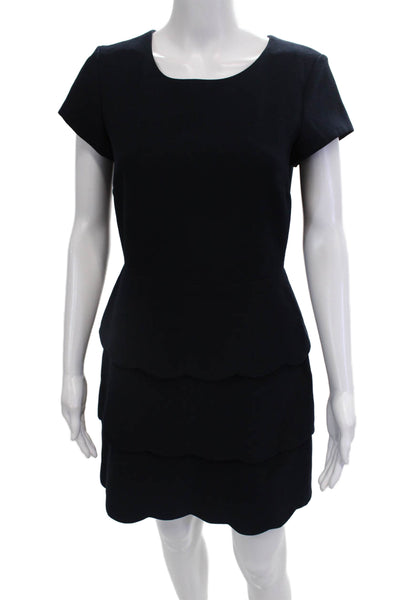 Club Monaco Womens Short Sleeve Zip Tier Short Dress Navy Size 04