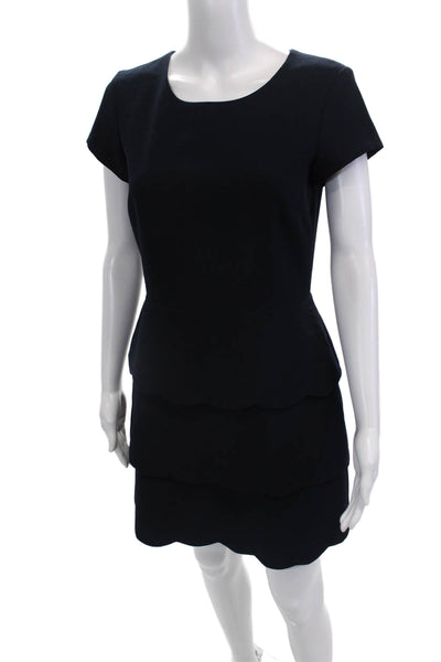 Club Monaco Womens Short Sleeve Zip Tier Short Dress Navy Size 04