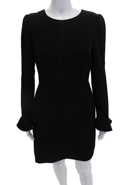 Club Monaco Womens Textured Long Peplum Hem Sleeve Pencil Dress Black Size 4