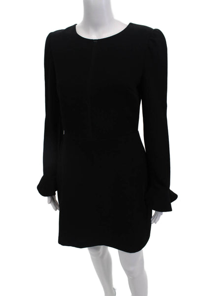 Club Monaco Womens Textured Long Peplum Hem Sleeve Pencil Dress Black Size 4