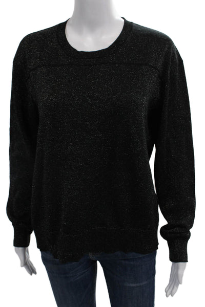 Equipment Femme Womens Wool Crew Neck Metallic Top Black Size S