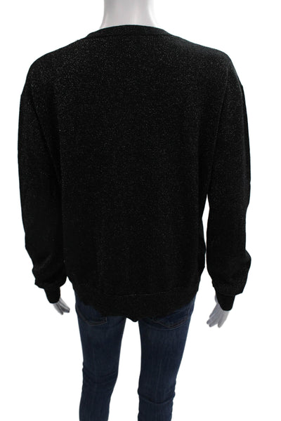 Equipment Femme Womens Wool Crew Neck Metallic Top Black Size S