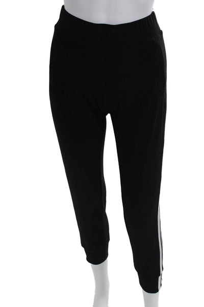 Norma Kamali Elastic Waist Casual Side Stripe Detail Pants Black Size 25