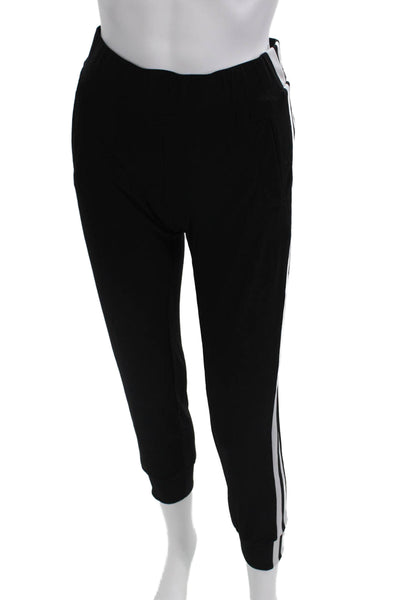 Norma Kamali Elastic Waist Casual Side Stripe Detail Pants Black Size 25
