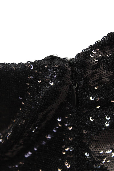 Alexandre Vauthier Womens Sequined One Shoulder Mini Dress Solid Black Size 36