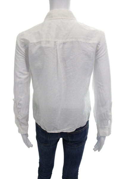 Alice + Olivia Womens Cotton Sheer Collared Button Down Shirt White Size XS
