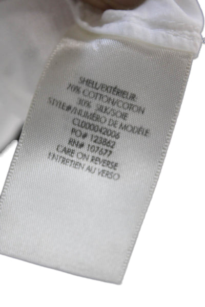Alice + Olivia Womens Cotton Sheer Collared Button Down Shirt White Size XS