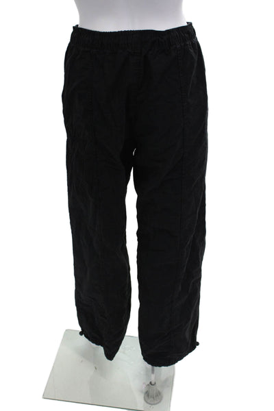 Zara Womens High Rise Drawstring Waist Pants Black Cotton Size Extra Small