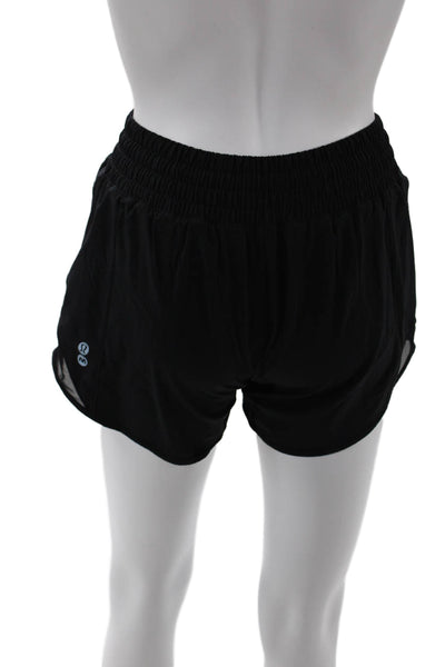 Lululemon Womens Elastic Waist Peace Sign Athletic Shorts Black Size 2