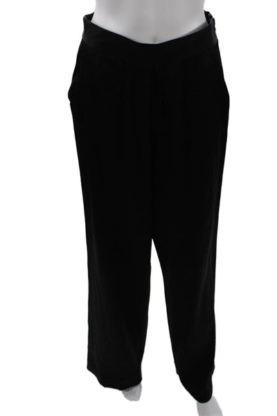 Ramy Brook Womens Satin Weave Pleated Wide Leg Trousers Black Size 4