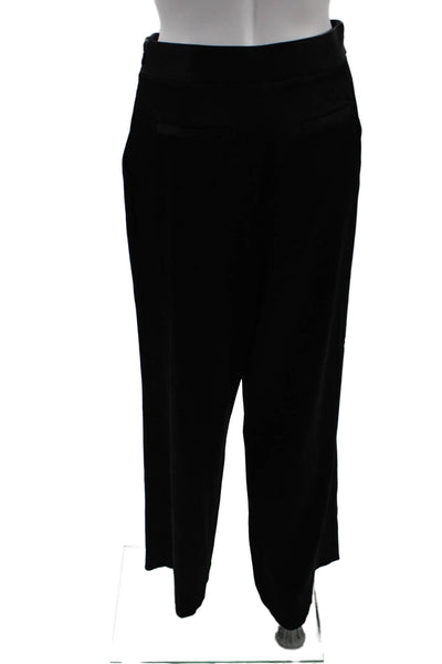 Ramy Brook Womens Satin Weave Pleated Wide Leg Trousers Black Size 4