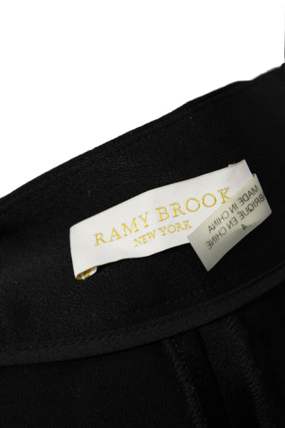 Ramy Brook Womens Satin Weave Pleated Wide Leg Trousers Black Size 4