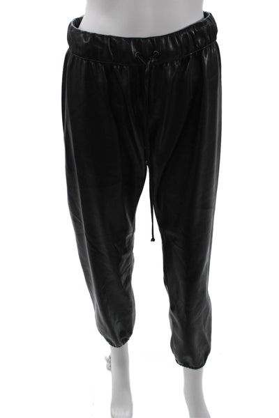Enza Costa Womens Faux Leather Drawstring Pants Black Size S