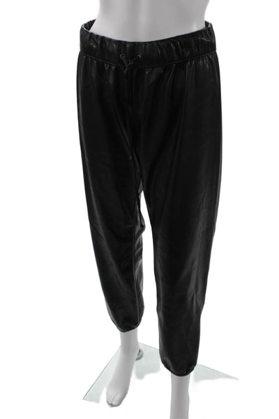 Enza Costa Womens Faux Leather Drawstring Pants Black Size S