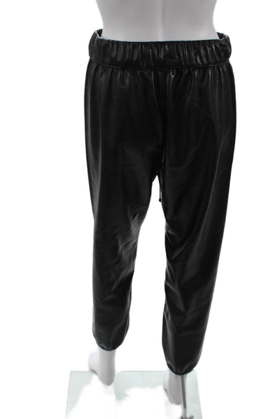 Enza Costa Womens Faux Leather Drawstring Pants Black Size S