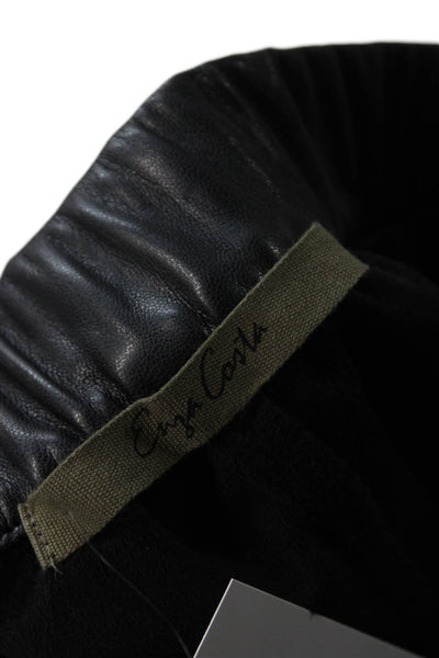 Enza Costa Womens Faux Leather Drawstring Pants Black Size S