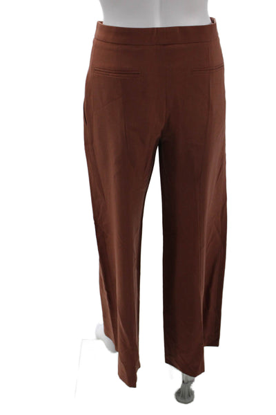 Nina Ricci Womens Wool Flat Front Wide Leg Trousers Burnt Orange Size 38