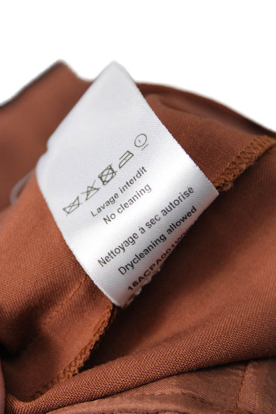 Nina Ricci Womens Wool Flat Front Wide Leg Trousers Burnt Orange Size 38