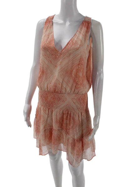 Ramy Brook Womens Silk Floral Print V Neck A Line Dress Pink Size Extra Small
