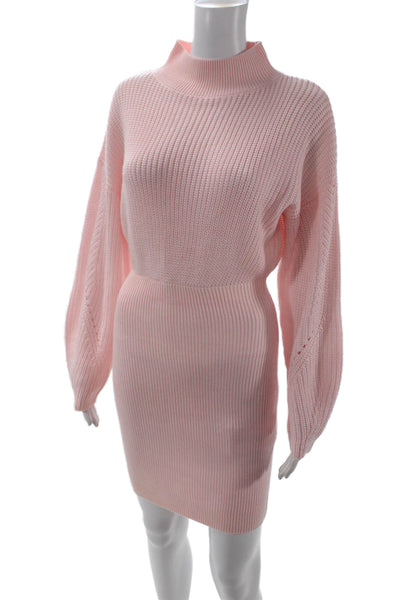 Majorelle Womens Turtleneck Long Sleeves Sweater Dress Pink Wool Size Small