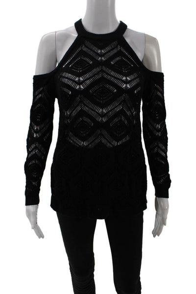 Cotton By Autumn Cashmere Womens Cold Shoulder Sweater Black Size Small