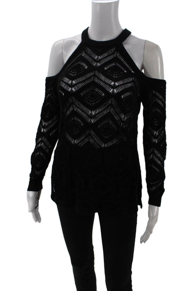 Cotton By Autumn Cashmere Womens Cold Shoulder Sweater Black Size Small