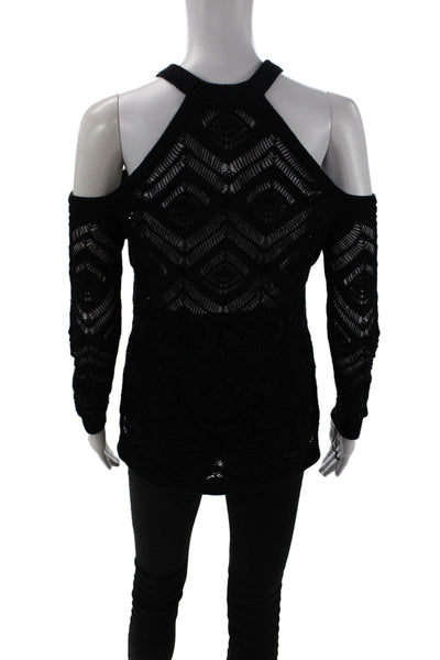 Cotton By Autumn Cashmere Womens Cold Shoulder Sweater Black Size Small