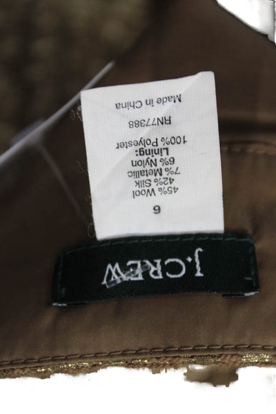 J Crew Womens Knee Length Pencil Skirt Brown Size 6