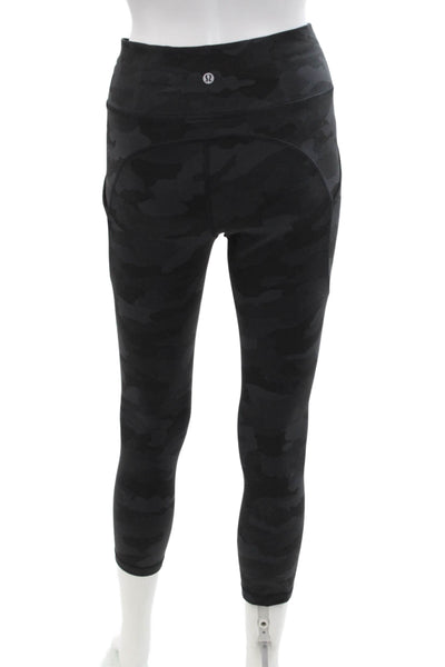 Lululemon Womens High Rise Camouflage Side Pocket Leggings Black Size 6