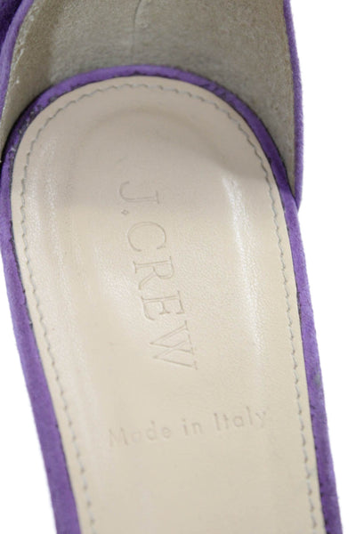 J Crew Womens Suede Peep Toe Ankle Strap Low Wedges Purple Size 8