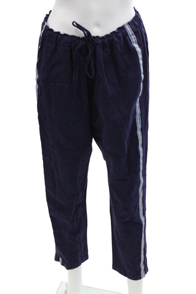 Xirena Womens Striped Sides High Rise Drawstring Pants Navy Blue Size Large